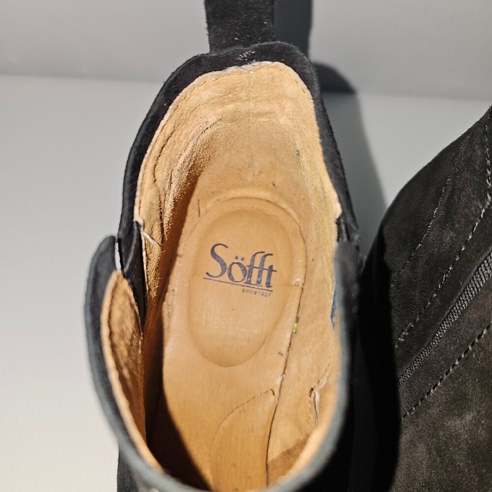 Sofft Emeree Ankle Bootie Womens 9.5 Black Suede Waterproof Wedge Chelsea - Picture 8 of 14
